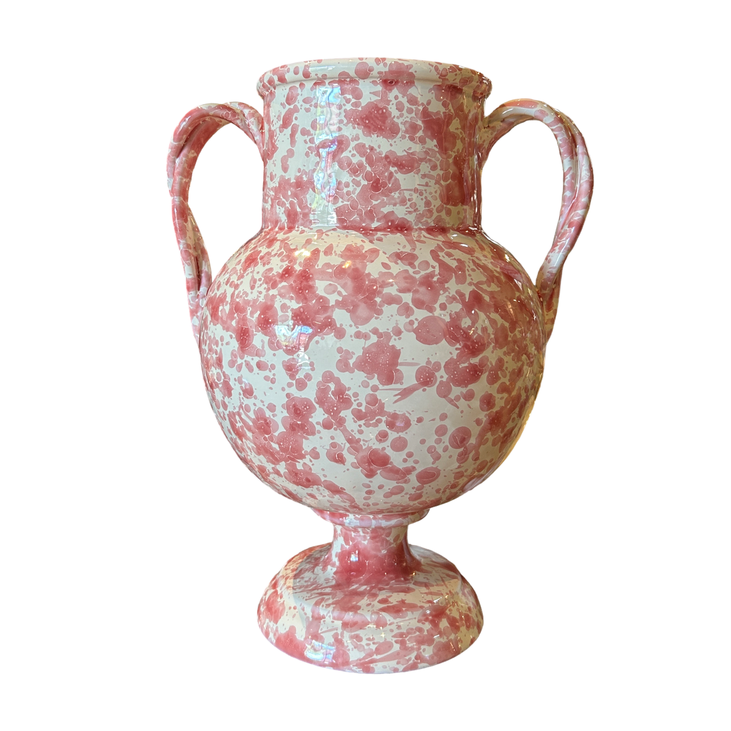 The Giardino Footed Vase in Splatter Pink