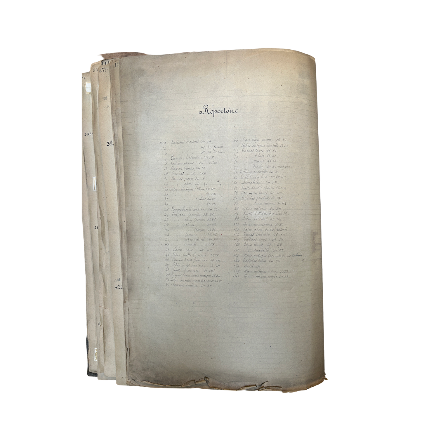 Page No. 158/index from Antique Fabric Swatch Book, c1900 Lyon, France