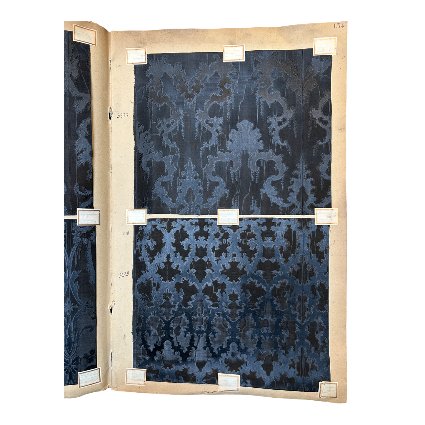 Page No. 134/135 from Antique Fabric Swatch Book, c1900 Lyon, France