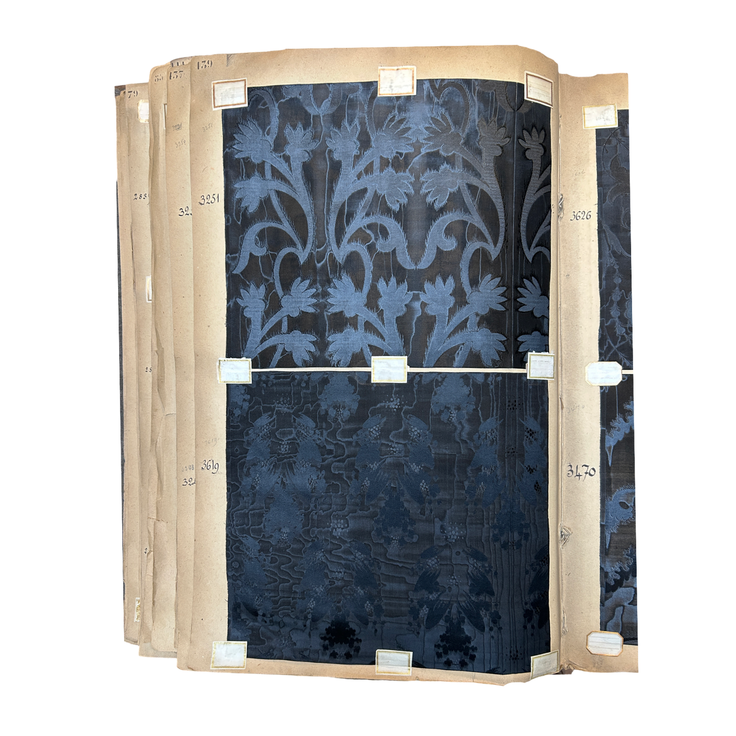 Page No. 138/139 from Antique Fabric Swatch Book, c1900 Lyon, France