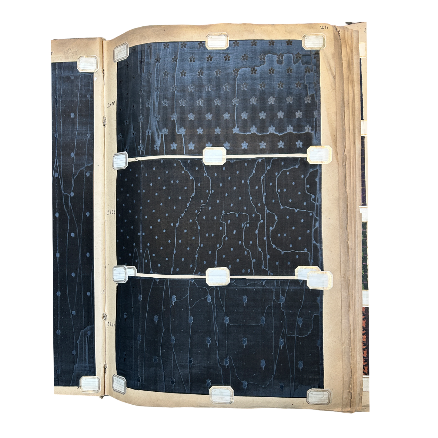 Page No. 26/27 from Antique Fabric Swatch Book, c1900 Lyon, France
