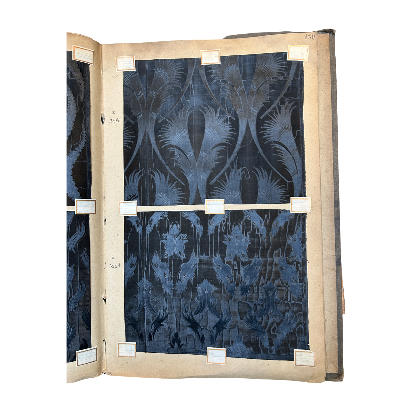 Page No. 130/131 from Antique Fabric Swatch Book, c1900 Lyon, France