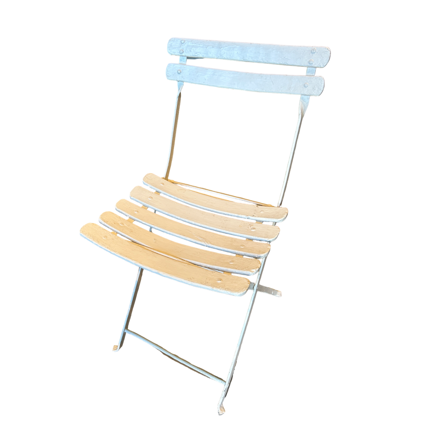 Antique French Wooden Bistro Chair, White, 1880s