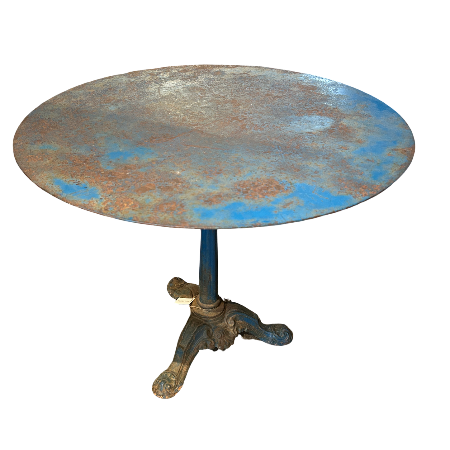 Antique French blue gueridon metal table