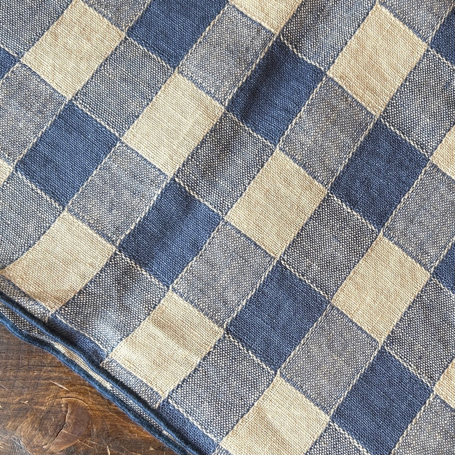 French Linen Vichy Gingham Tablecloth in Delft Bleu