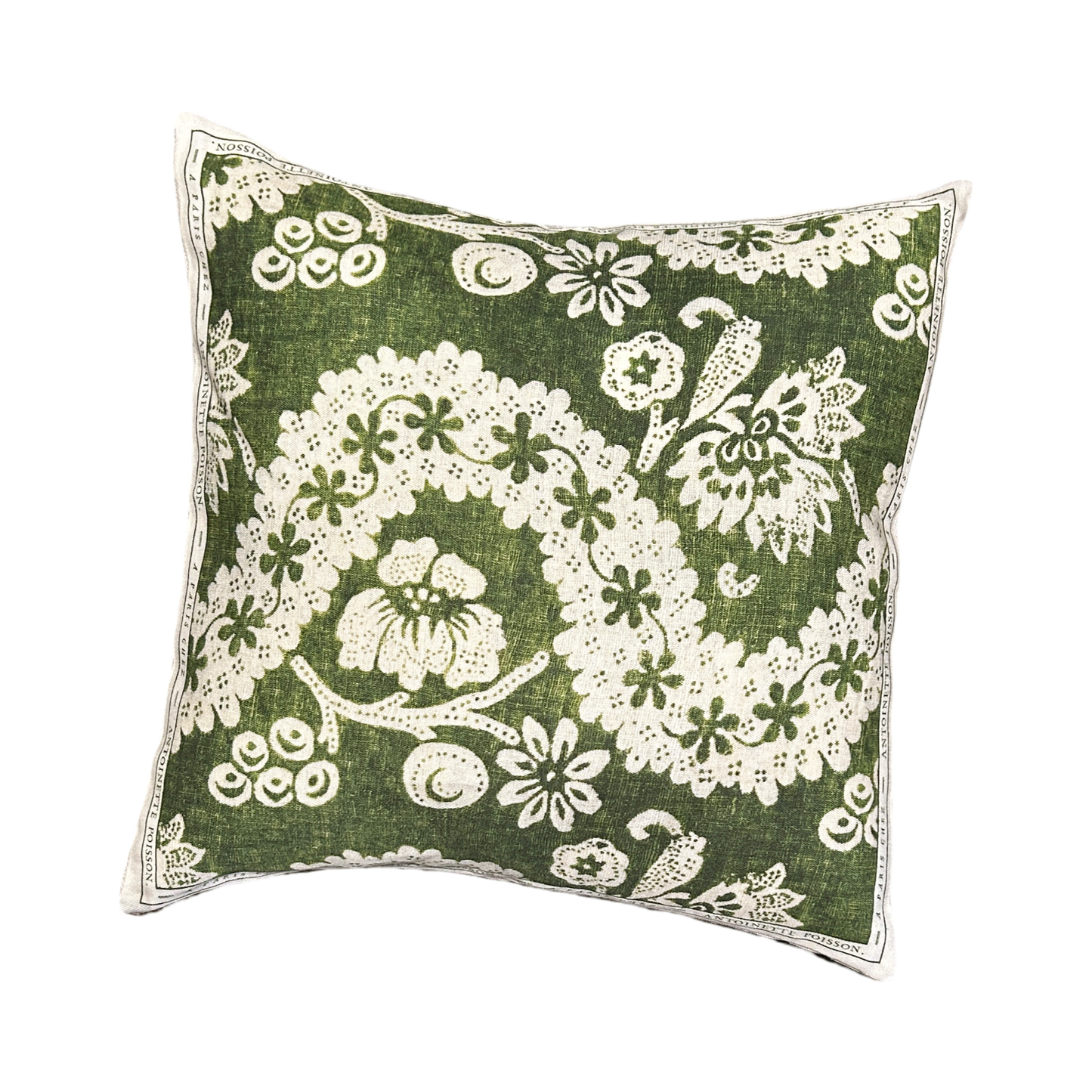 Antoinette Poisson Small Linen Pillow No. 96C 'Oratorio Vert'