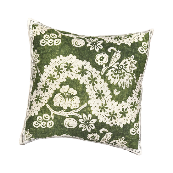 Antoinette Poisson Small Linen Pillow No. 96C 'Oratorio Vert'