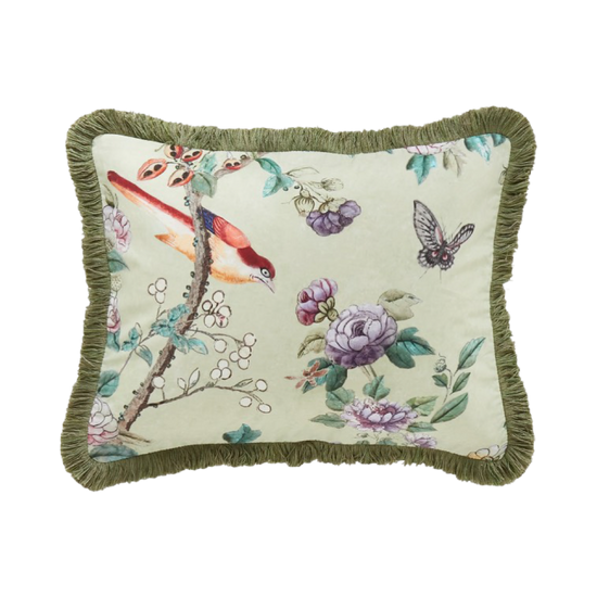 Antoinette Poisson Small Linen Pillow No. 70B 'Canton Green' with Trim