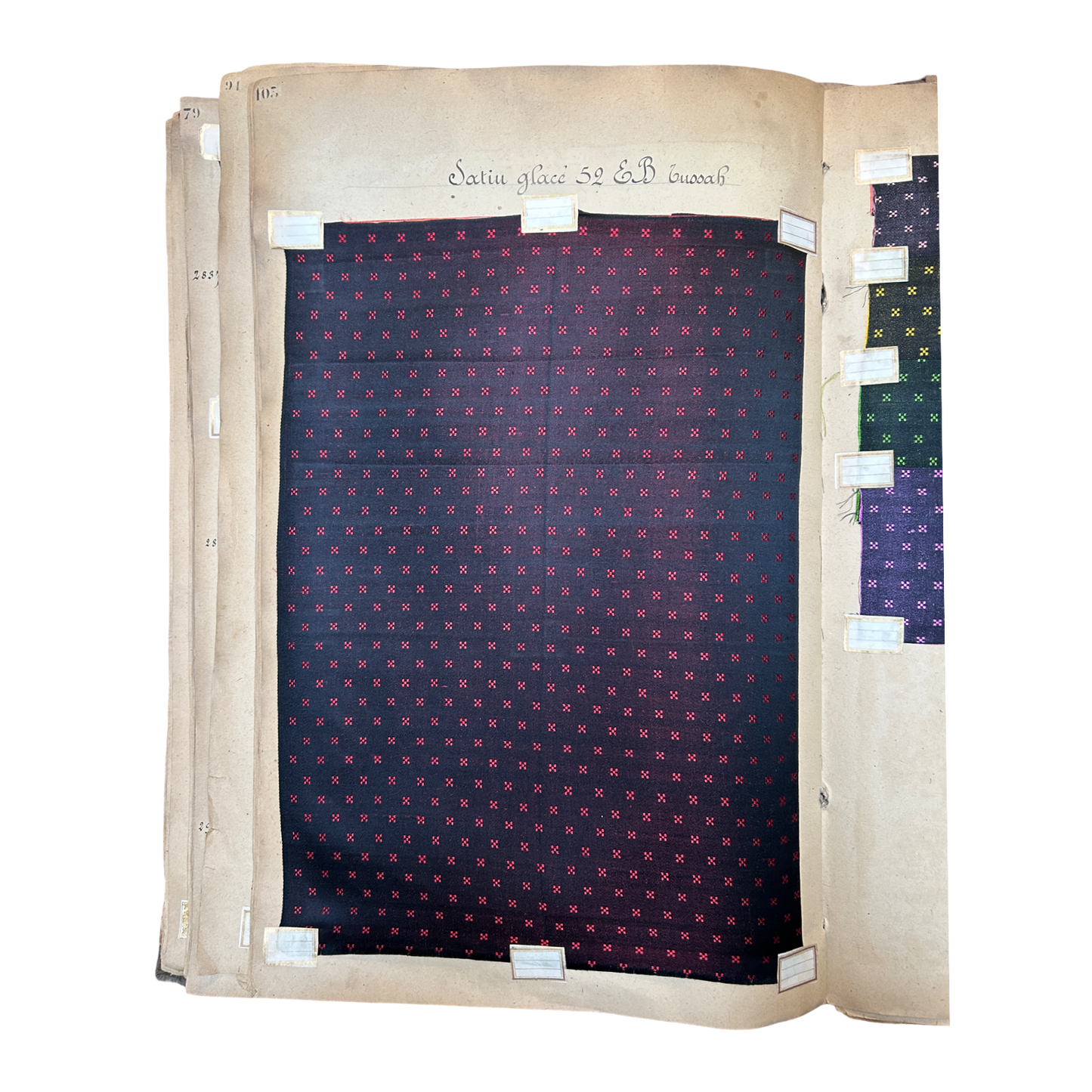 Page No. 102/103 from Antique Fabric Swatch Book, c1900 Lyon, France