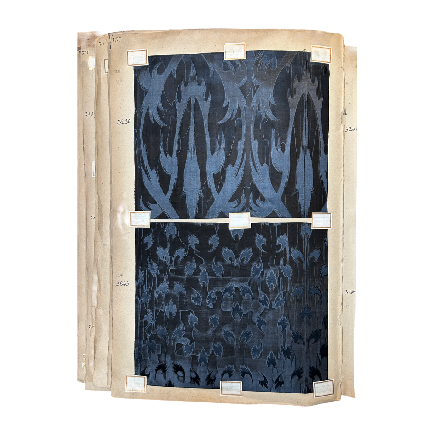 Page No. 136/137 from Antique Fabric Swatch Book, c1900 Lyon, France