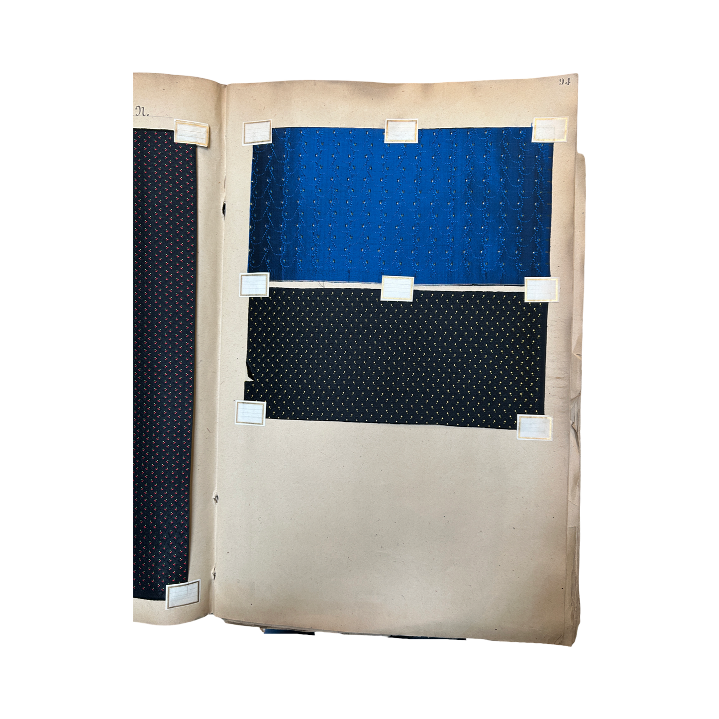 Page No. 94/95 from Antique Fabric Swatch Book, c1900 Lyon, France