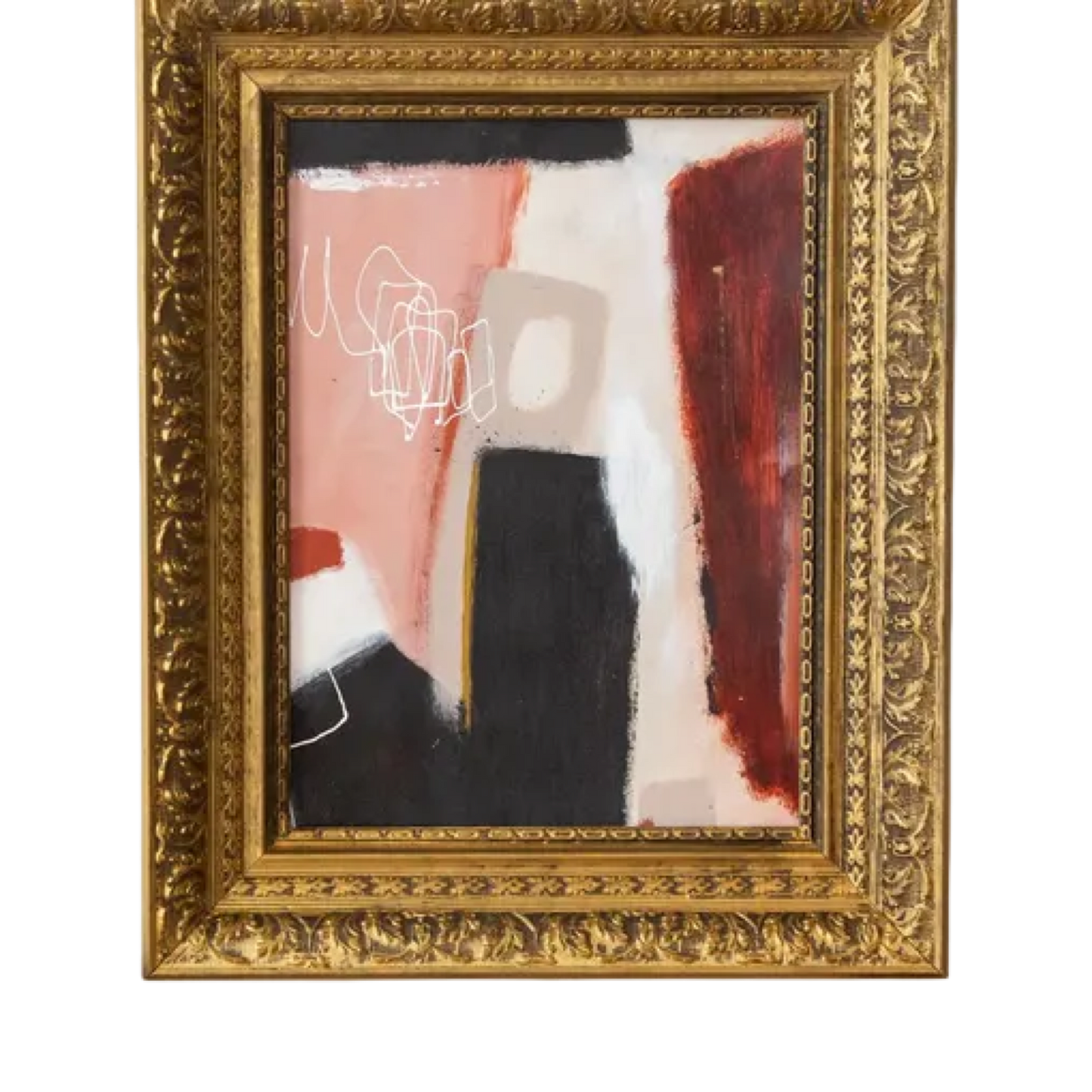 Modern Abstract Painting in Antique Frame, 16.5" x 20.5"