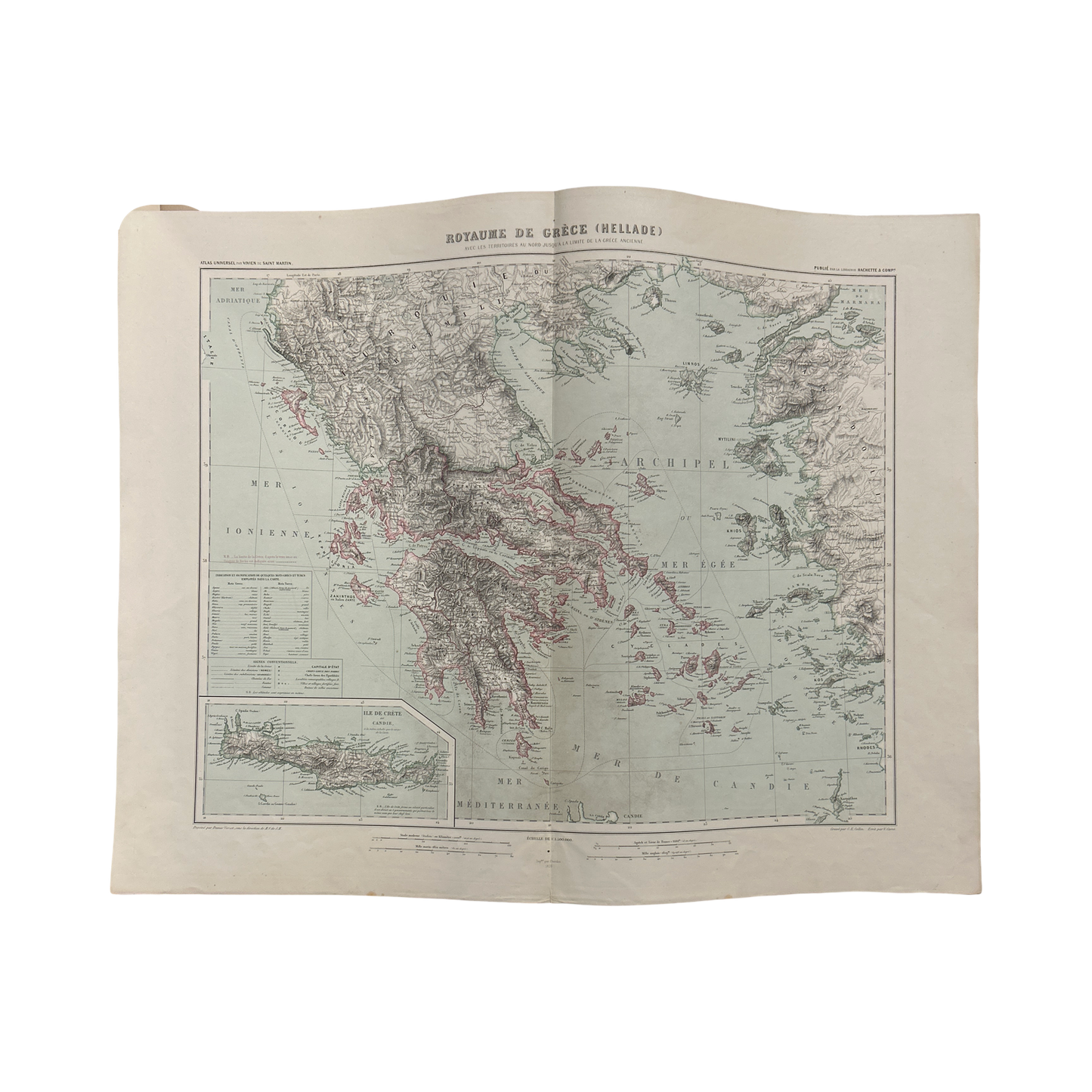 Antique Map c.1845 Royaume de Grèce
