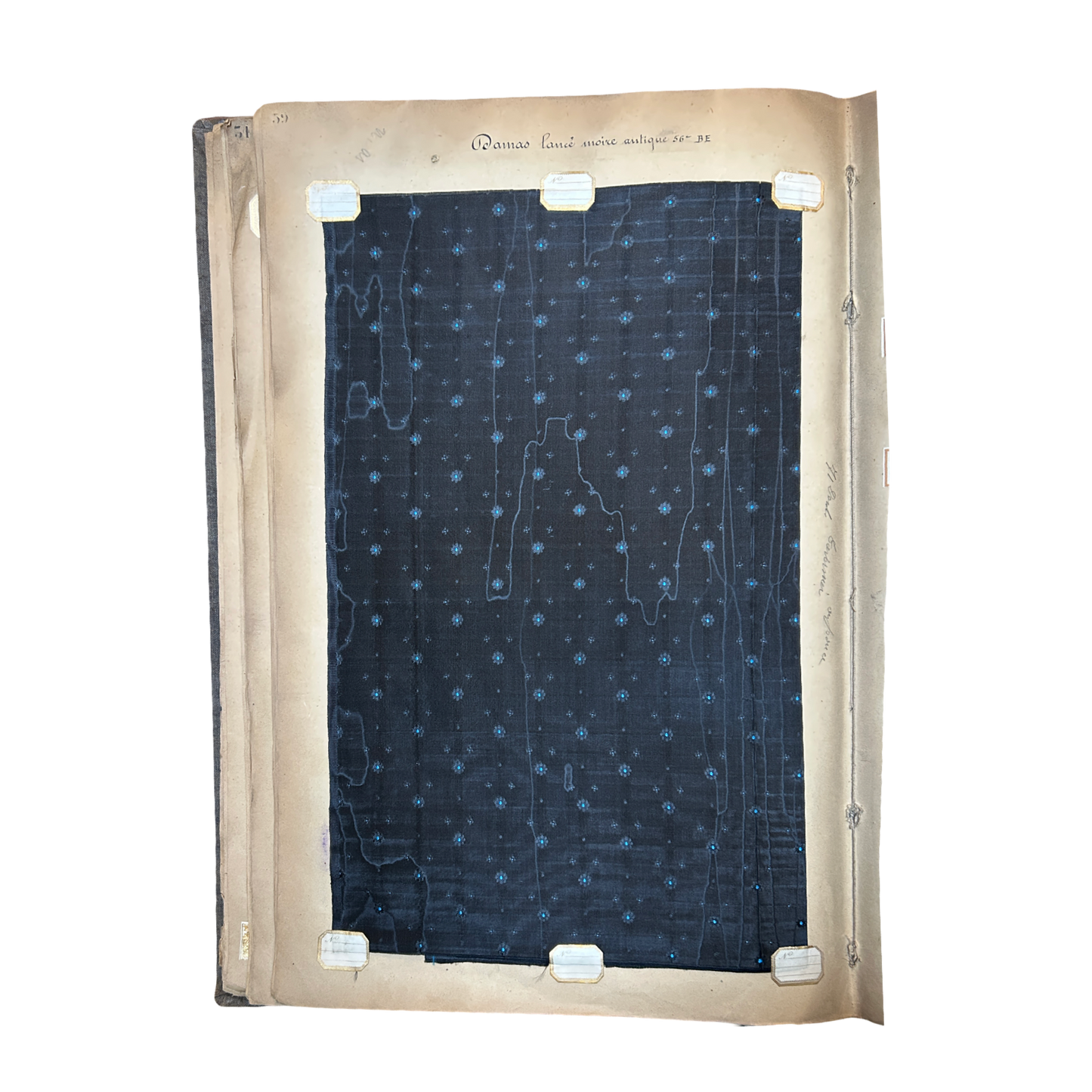 Page No. 58/59 from Antique Fabric Swatch Book, c1900 Lyon, France