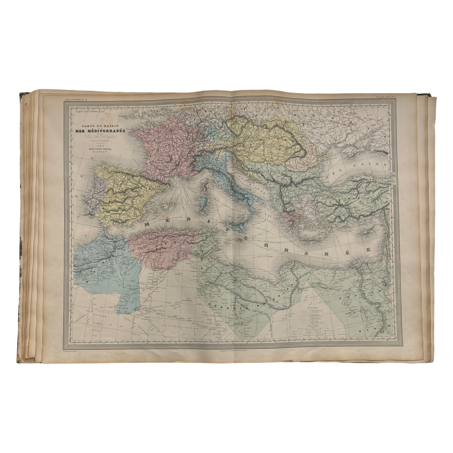 Antique Map c.1845 Mer Méditerranée