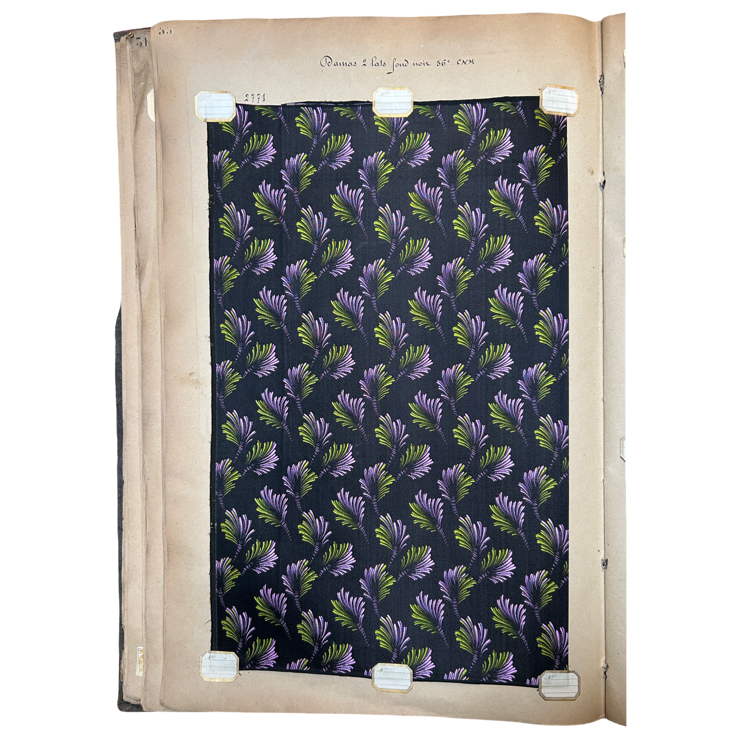 Page No. 54/55 from Antique Fabric Swatch Book, c1900 Lyon, France