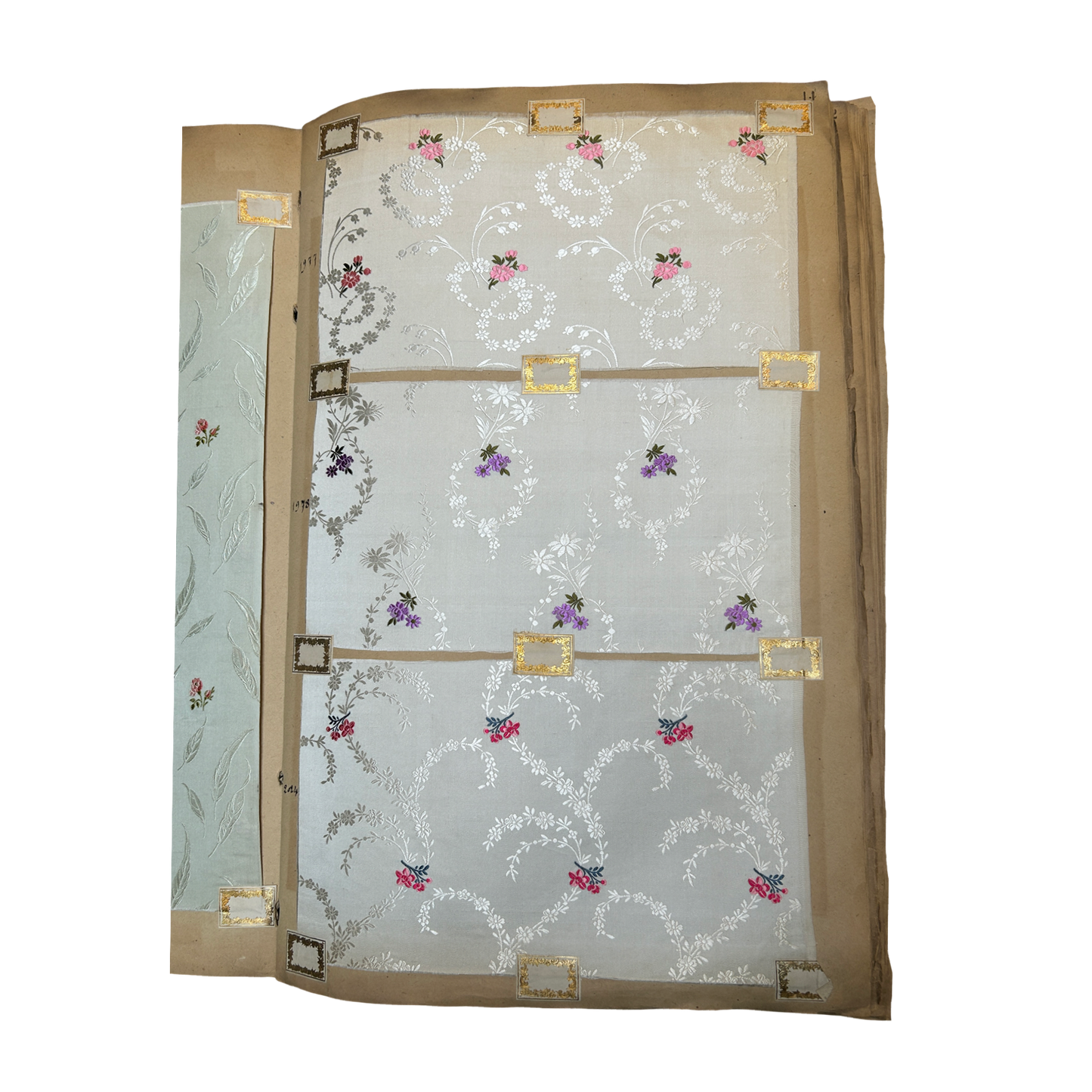 Page No. 14/15 from Antique Fabric Swatch Book, c1900 Lyon, France