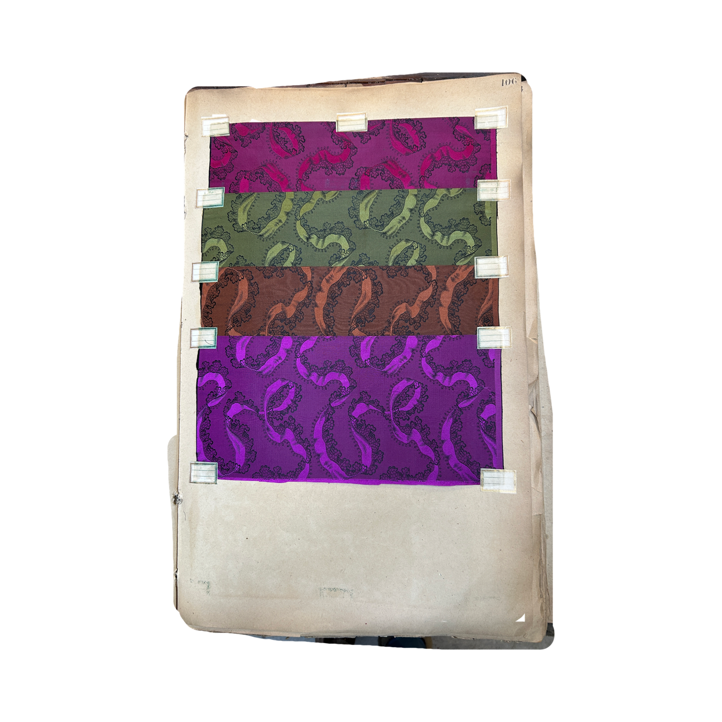 Page No. 106/107 from Antique Fabric Swatch Book, c1900 Lyon, France