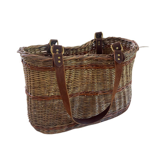 Handwoven Willow Double Strap Basket by Howard Peller