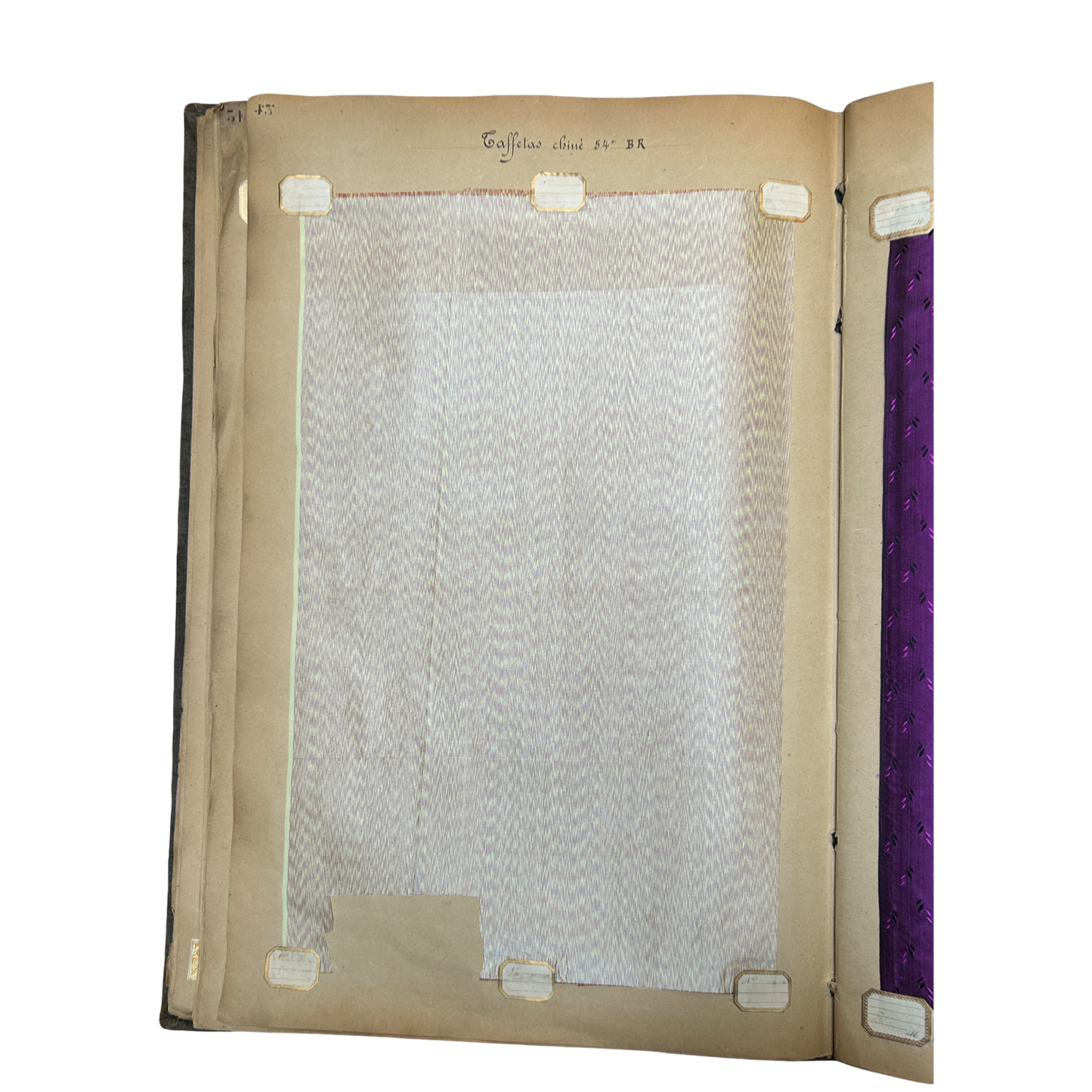 Page No. 42/43 from Antique Fabric Swatch Book, c1900 Lyon, France