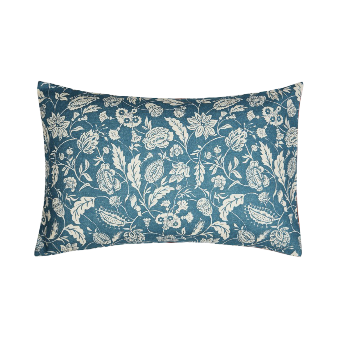 Antoinette Poisson Large Linen Pillow No. 30B “Indienne Bleu”