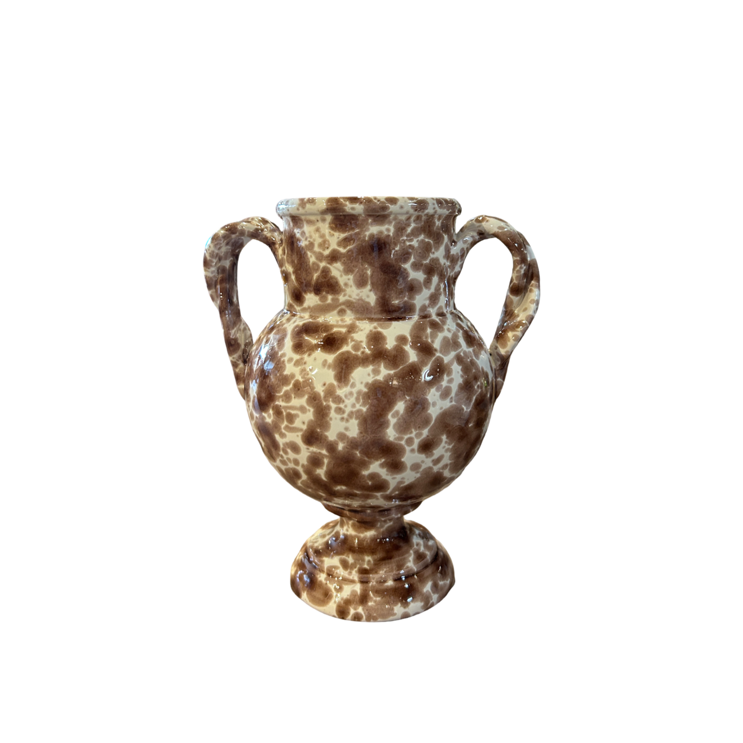 The Giardino Footed Vase in Splatter Brown