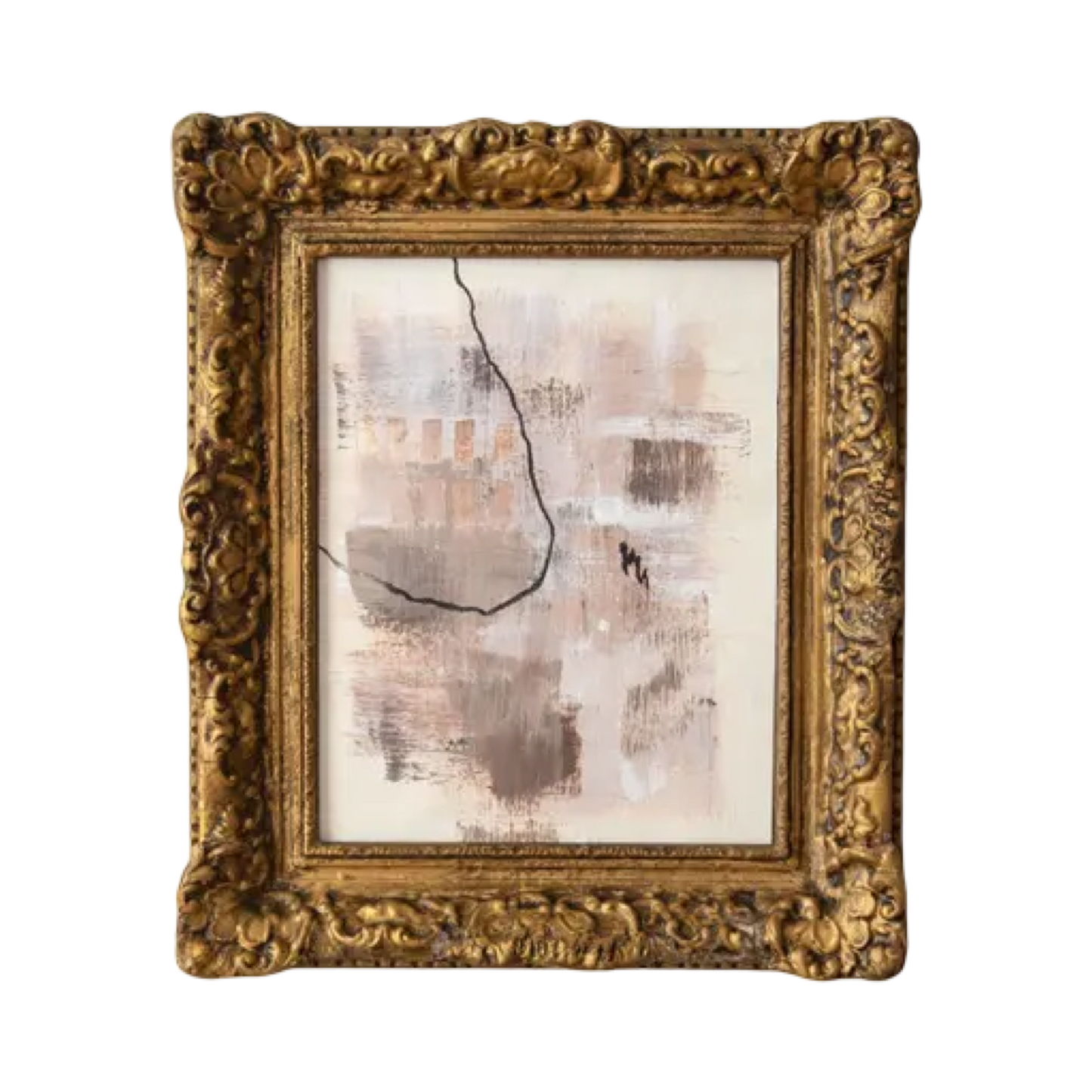 Modern Abstract Painting in Antique Frame, 11.5" x 13.5"