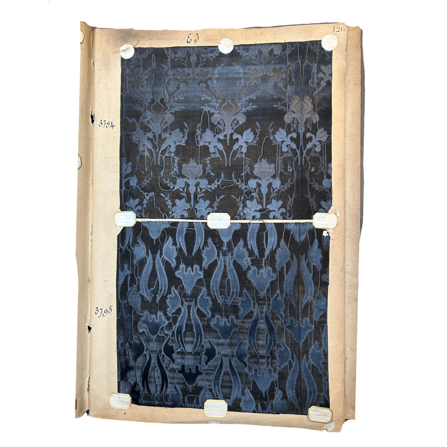 Page No. 126/127 from Antique Fabric Swatch Book, c1900 Lyon, France