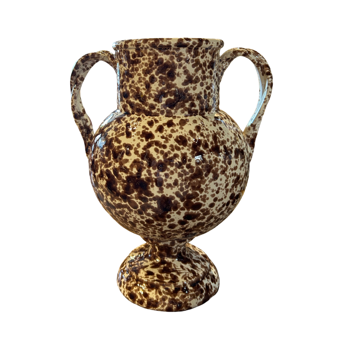 The Giardino Footed Vase in Splatter Brown