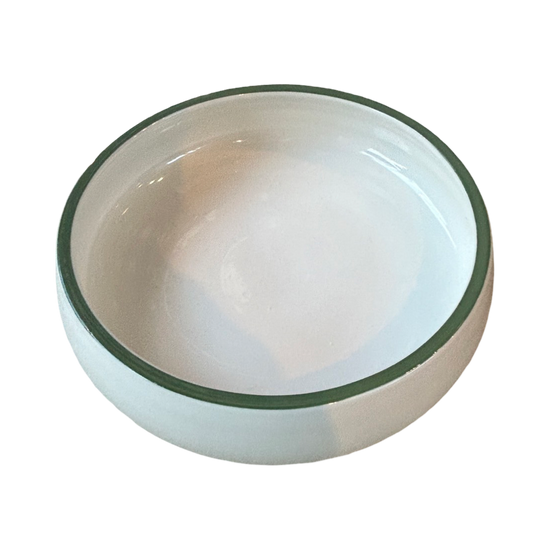 John Julian Dog Bowl, Green Rim, Small