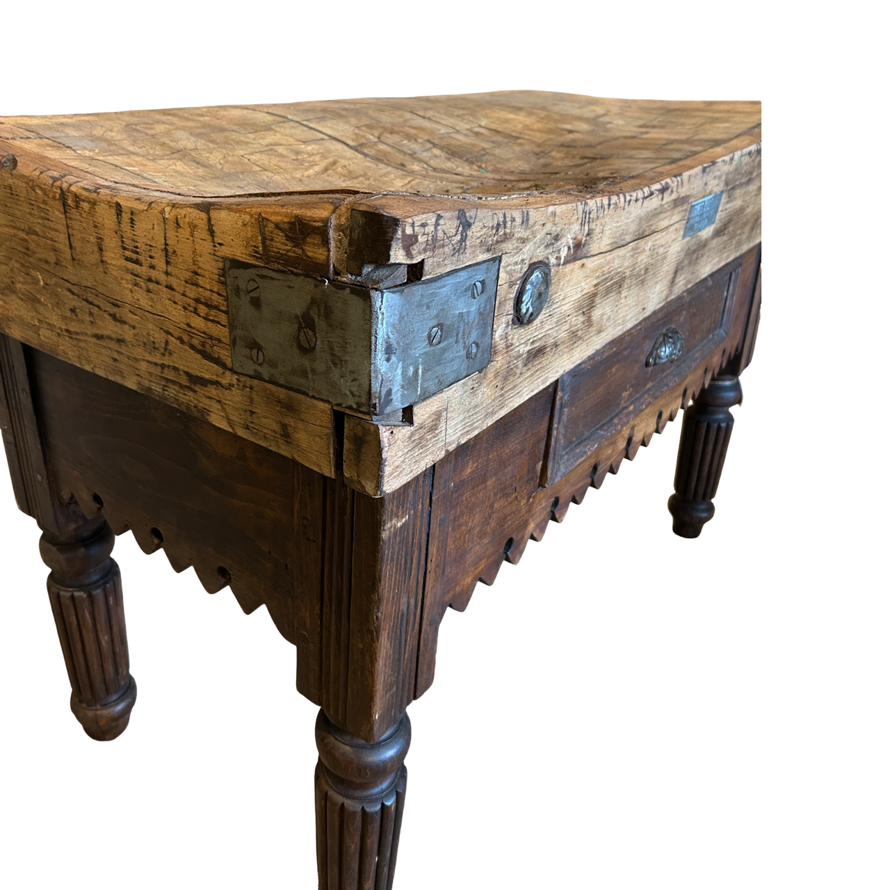 Antique French Butcher Block, Dijon c1910