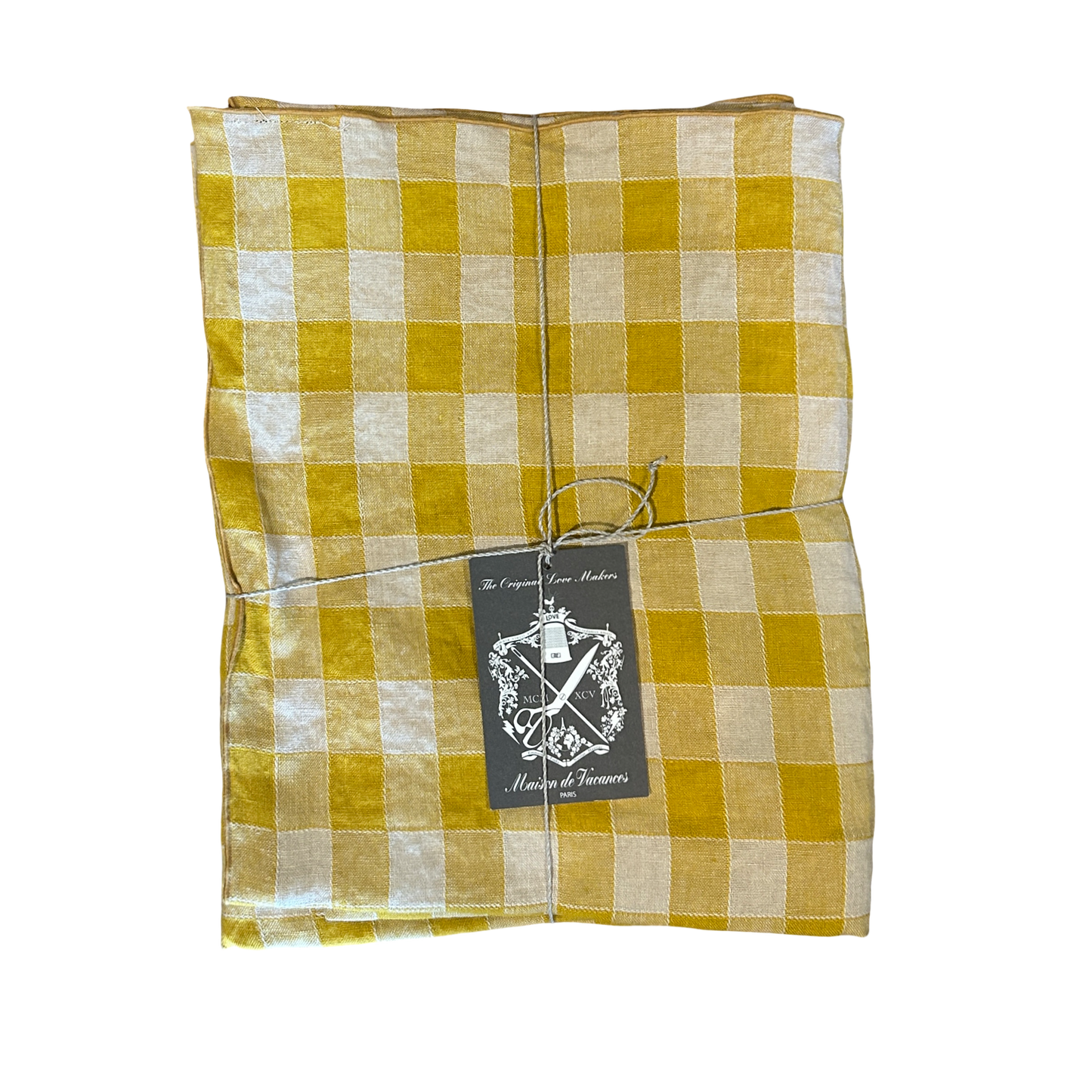 French Linen Vichy Gingham Tablecloth in Bourdon Mangue