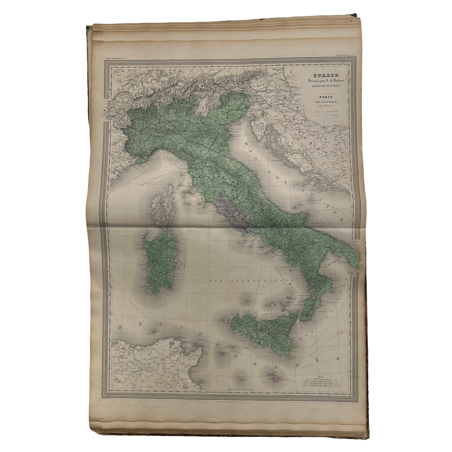 Antique Map c.1845 Italie