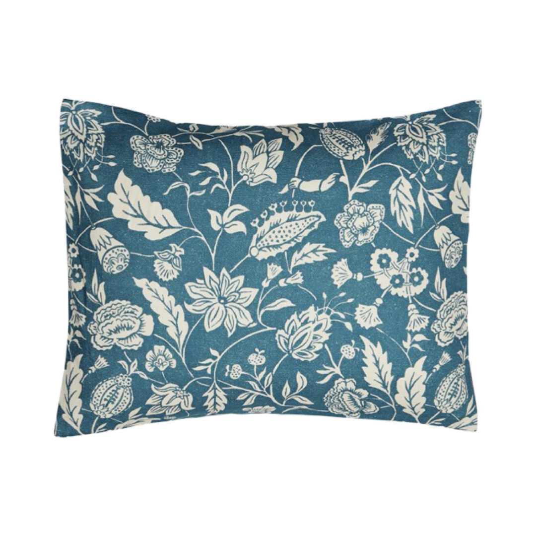 Antoinette Poisson Small Linen Pillow No.30B “Indienne Bleu”