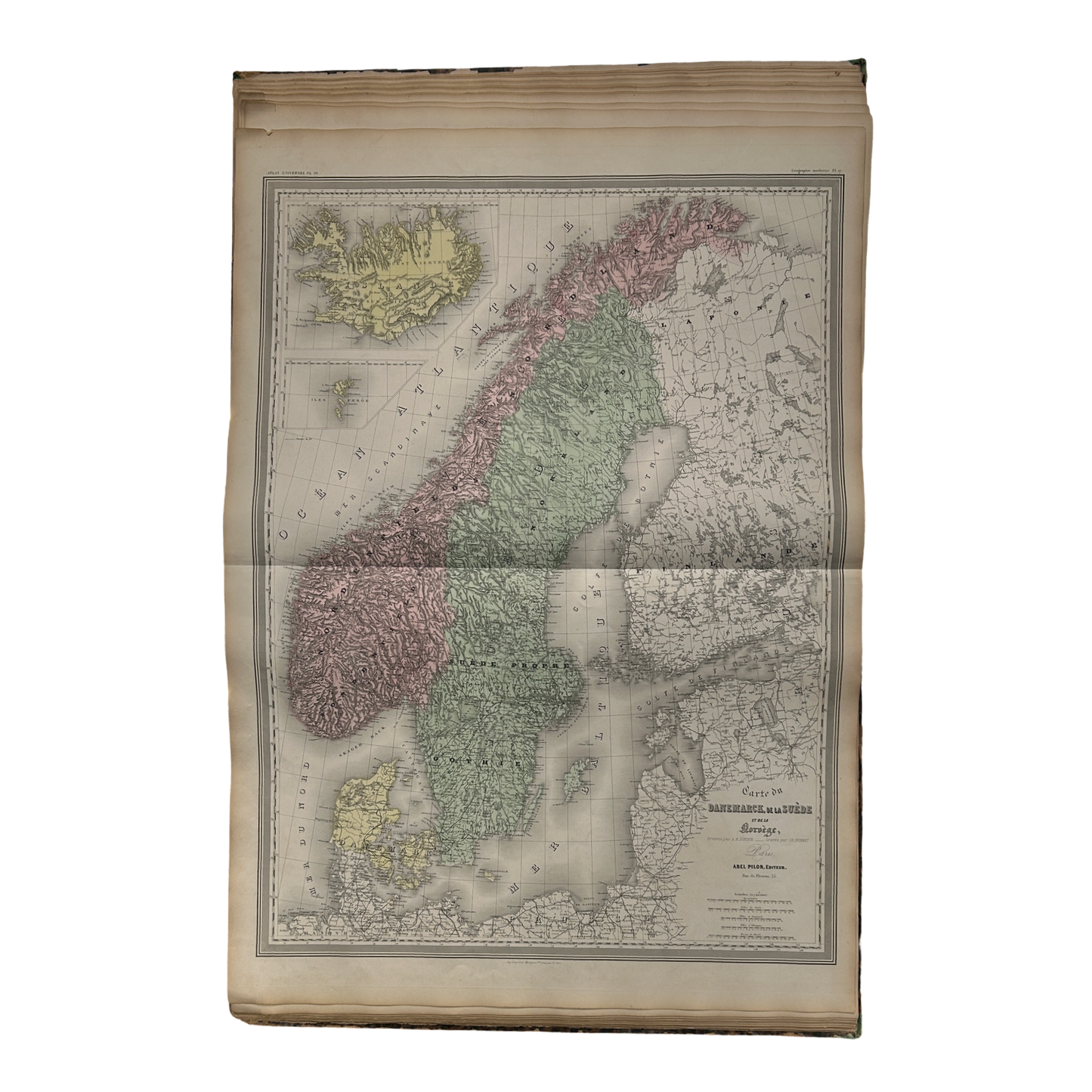 Antique Map c.1845 Danemark, de la Suède et de la Nornège