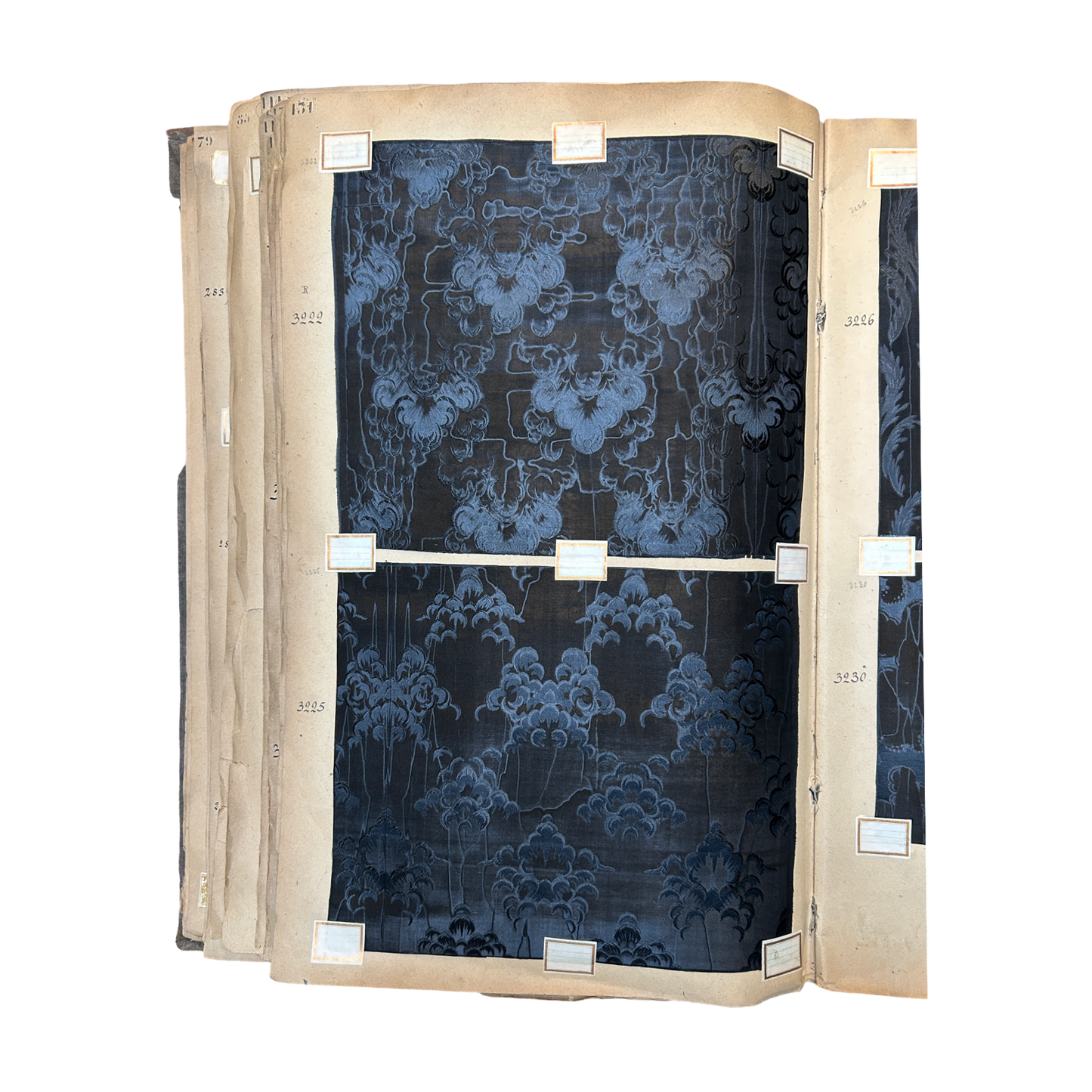 Page No. 130/131 from Antique Fabric Swatch Book, c1900 Lyon, France