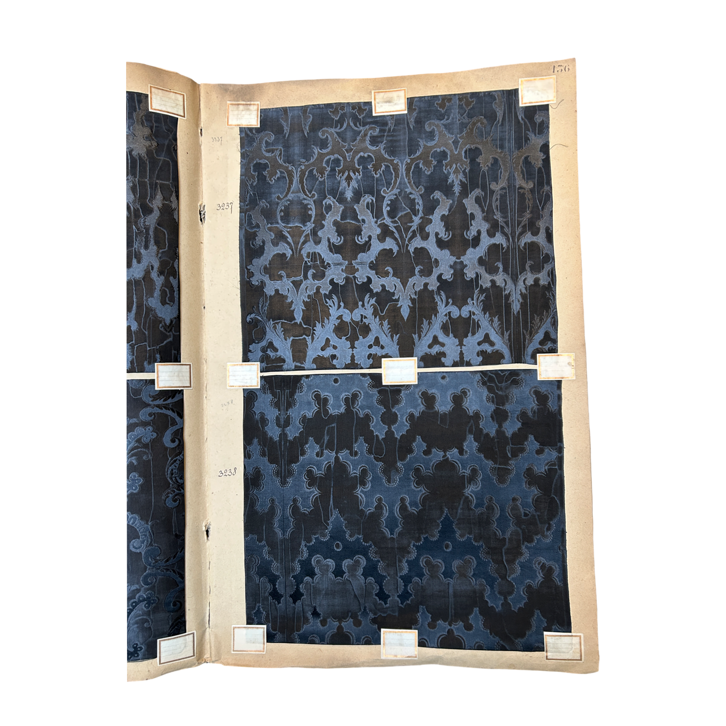 Page No. 136/137 from Antique Fabric Swatch Book, c1900 Lyon, France