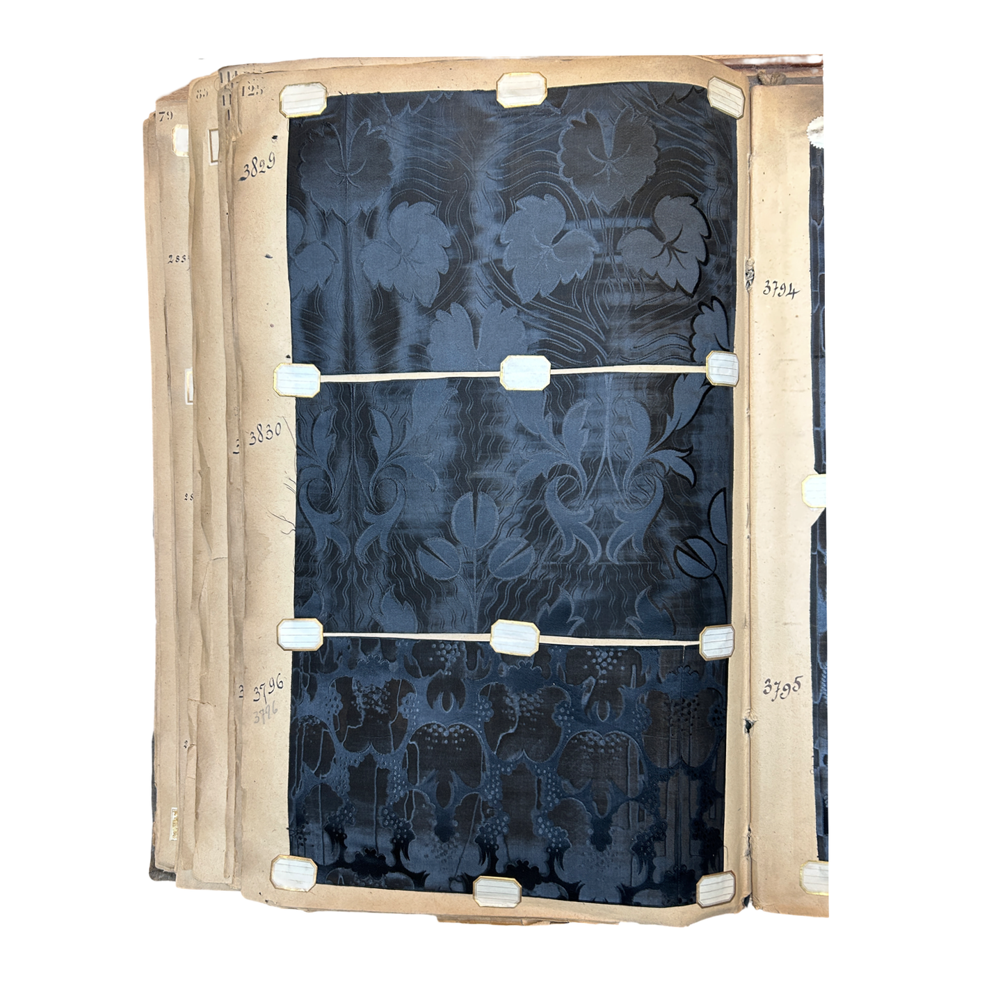 Page No. 124/125 from Antique Fabric Swatch Book, c1900 Lyon, France