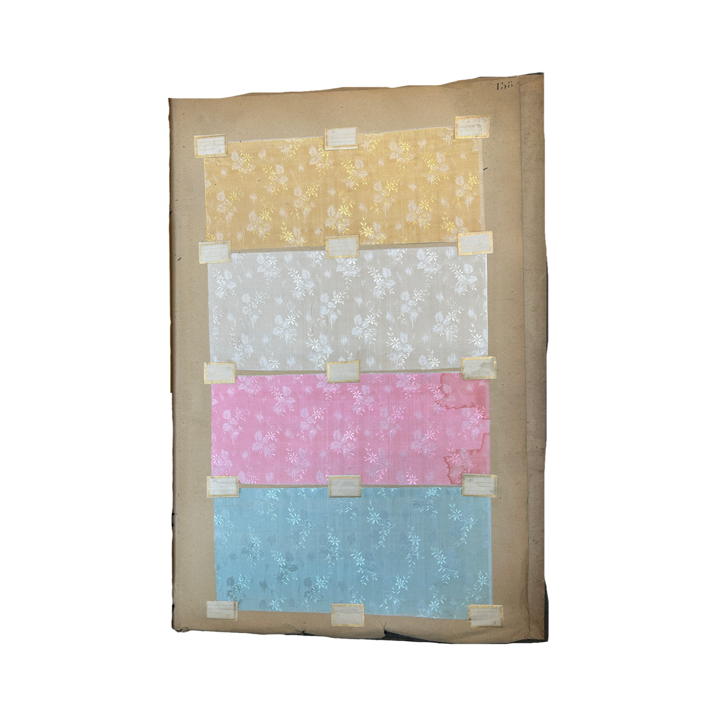 Page No. 158/index from Antique Fabric Swatch Book, c1900 Lyon, France