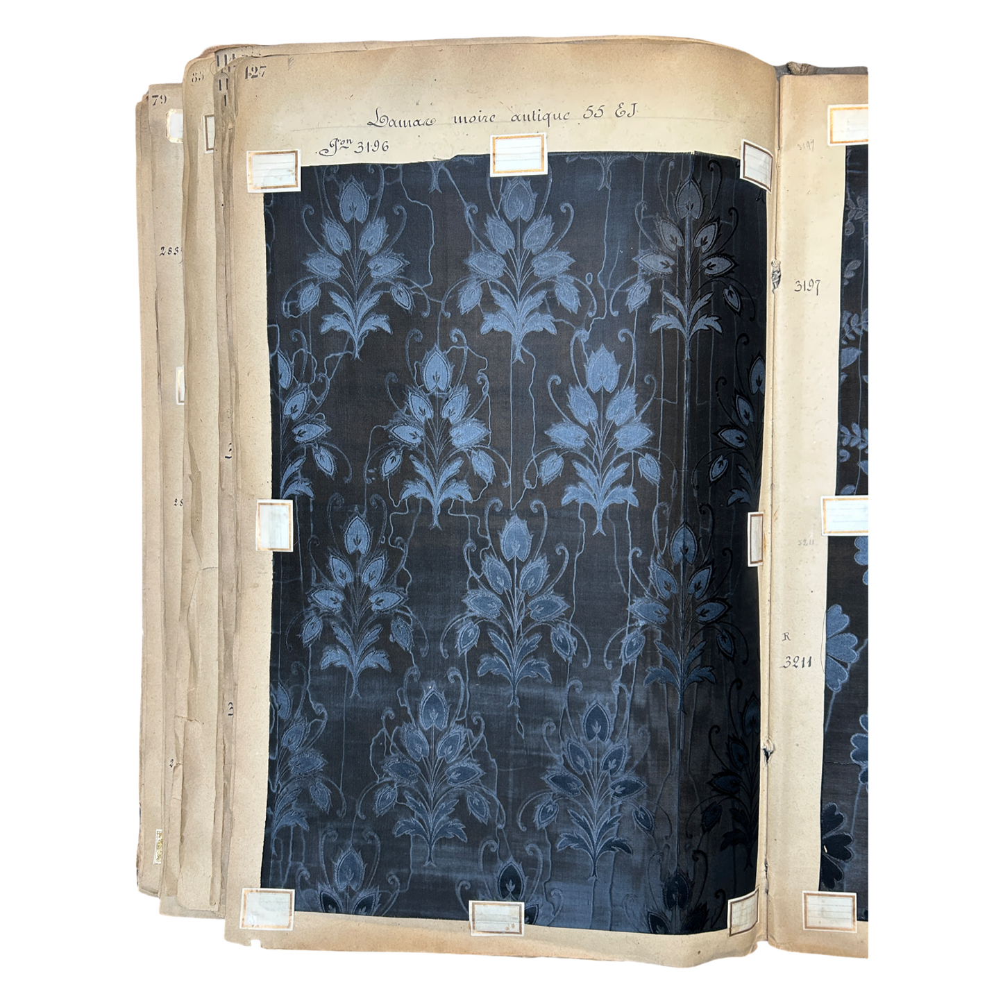 Page No. 126/127 from Antique Fabric Swatch Book, c1900 Lyon, France