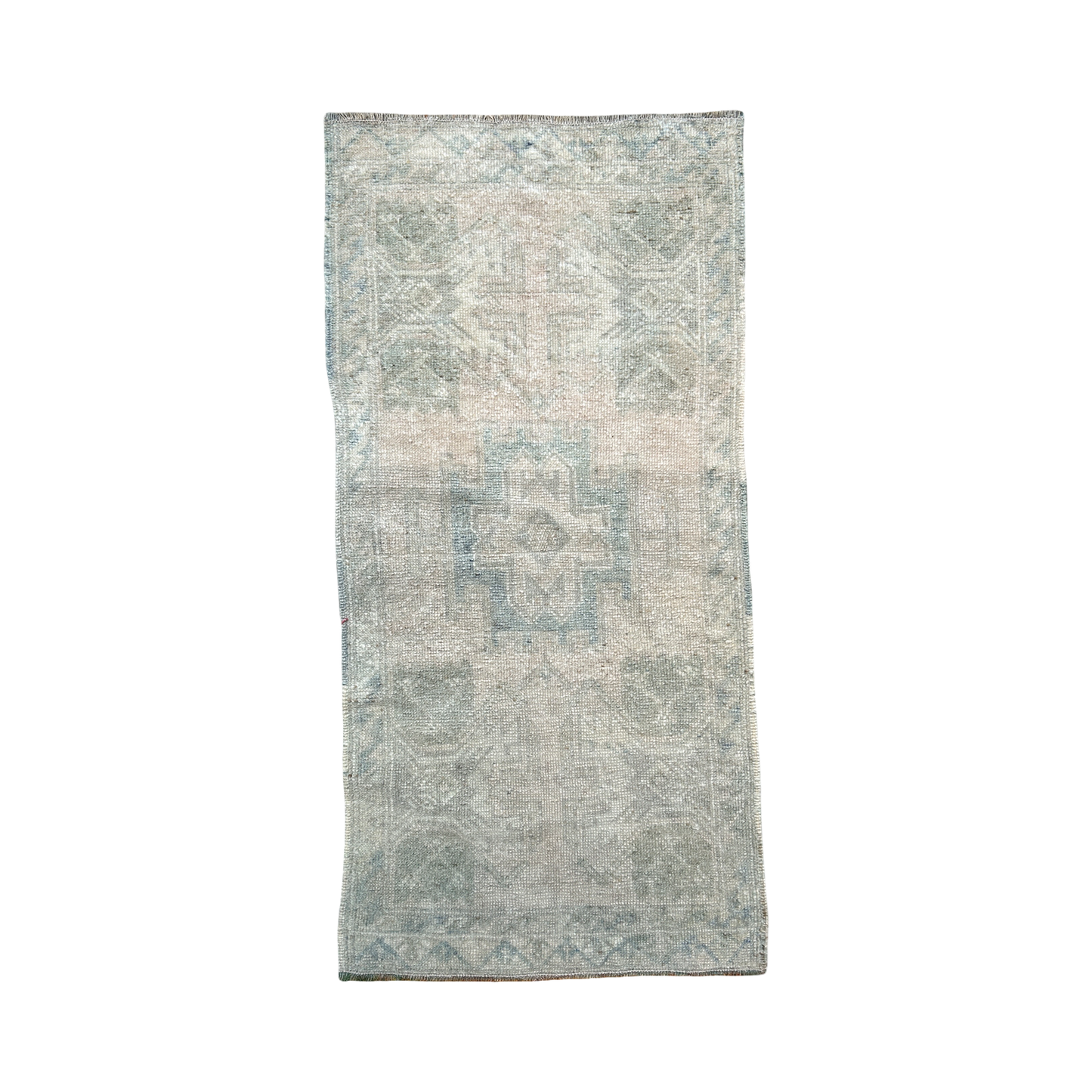 Vintage Turkish Oushak Rug, muted beige/blue/green 2’ x 3’