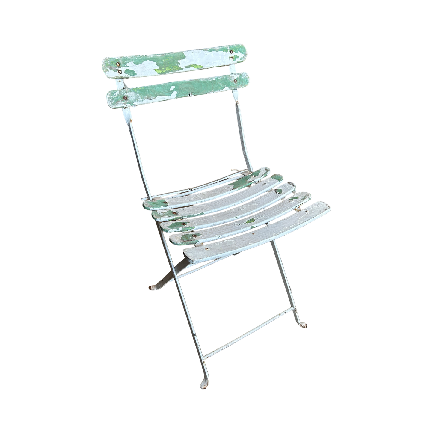 Antique French Wooden Bistro Chair, Green, 1880s