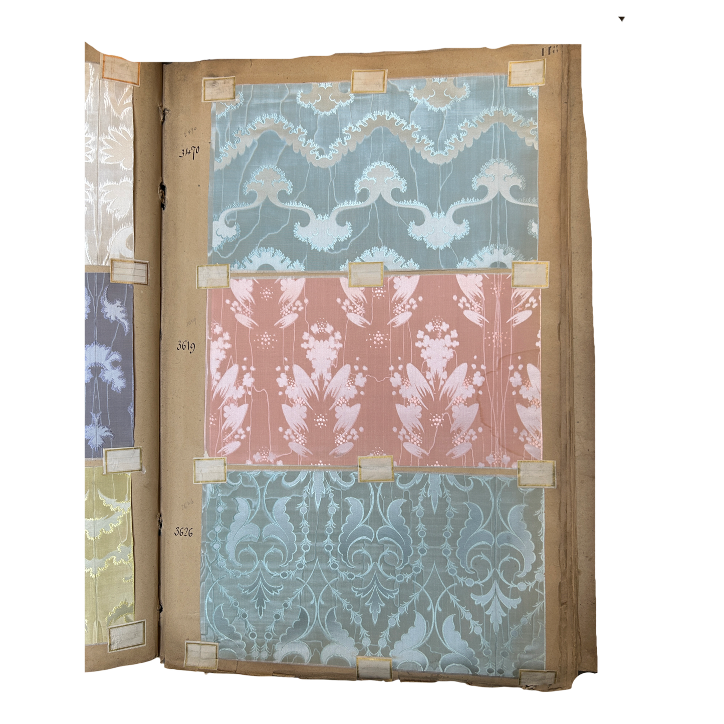 Page No. 118/119 from Antique Fabric Swatch Book, c1900 Lyon, France