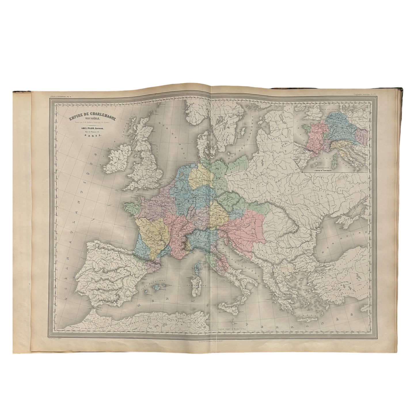 Antique Map c.1845 Empire de Charlemagne