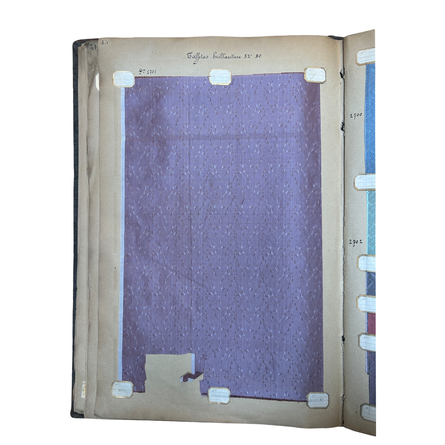 Page No. 44/45 from Antique Fabric Swatch Book, c1900 Lyon, France