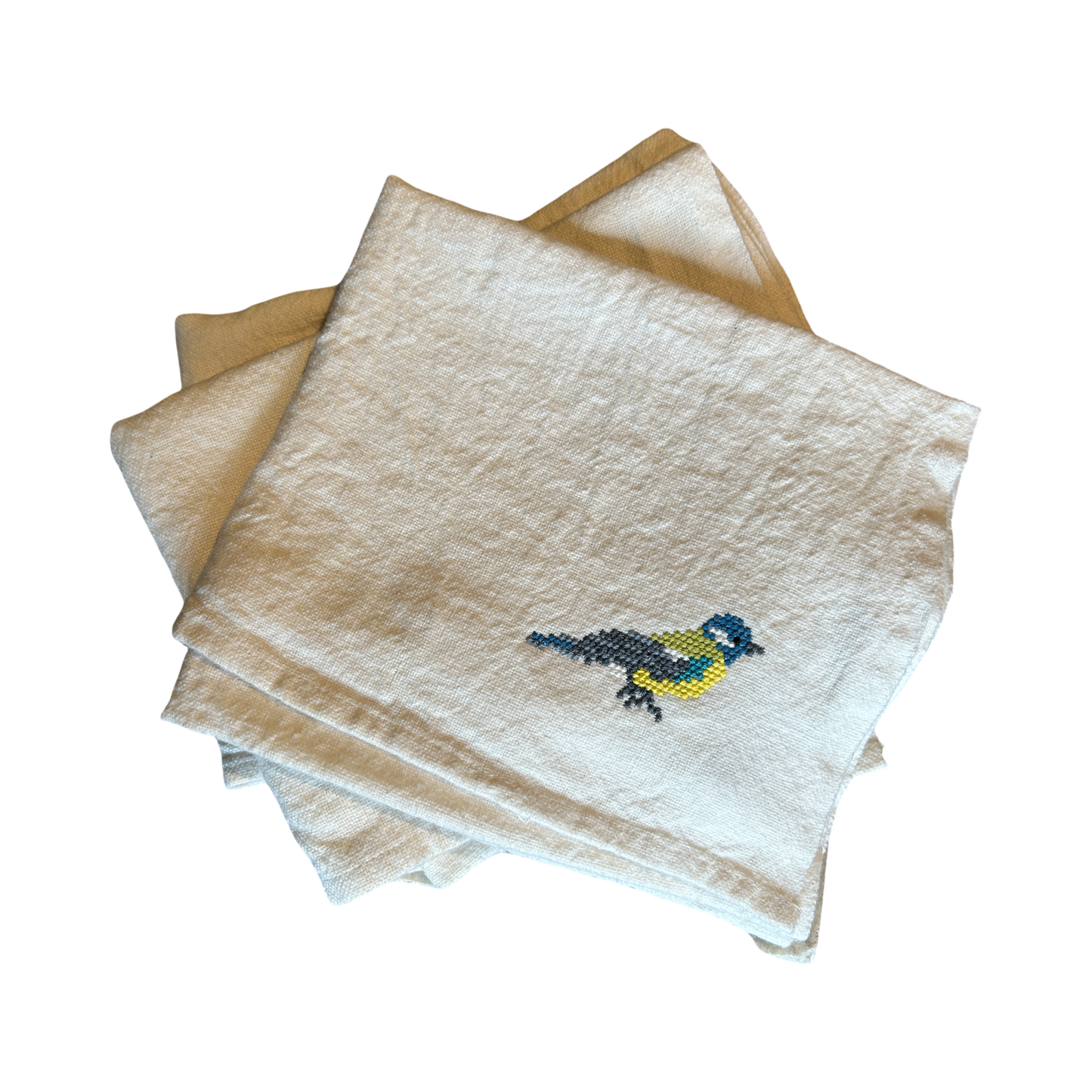 Charvet Editions Embroidered White Titmouse
