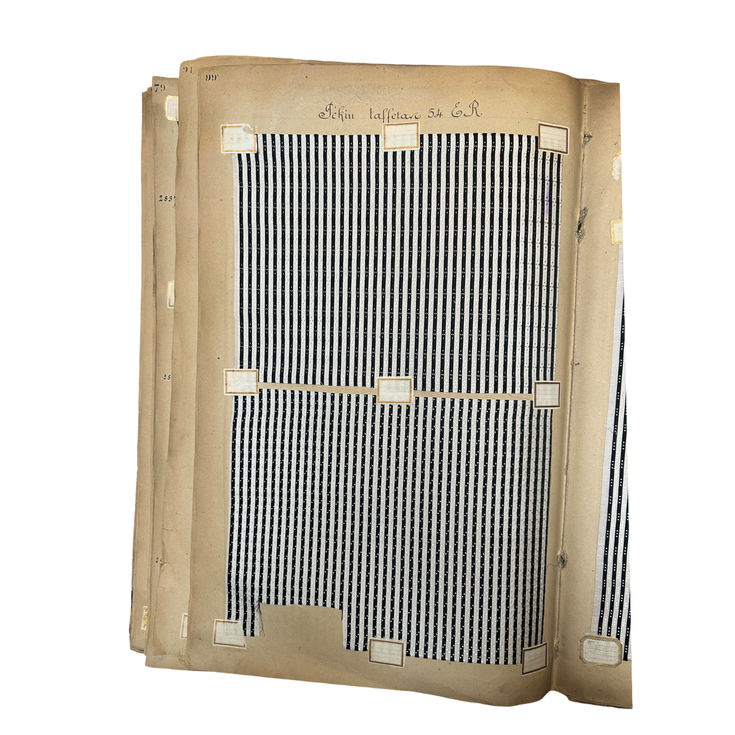 Page No. 98/99 from Antique Fabric Swatch Book, c1900 Lyon, France