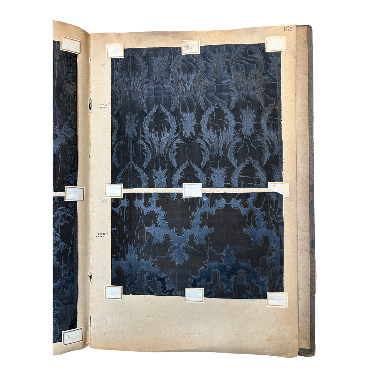 Page No. 132/133 from Antique Fabric Swatch Book, c1900 Lyon, France