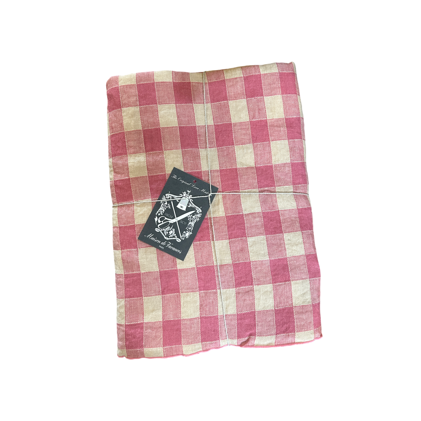 French Linen Vichy Gingham Tablecloth in Bourdon Rose Zizi