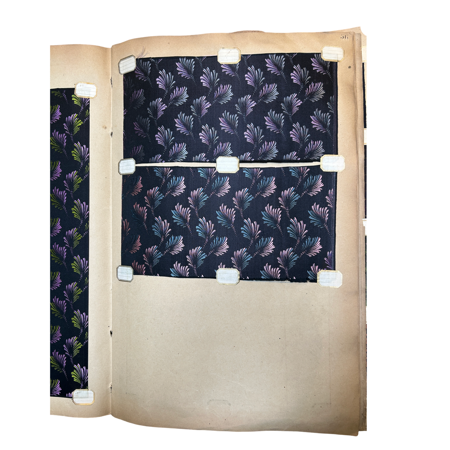 Page No. 56/57 from Antique Fabric Swatch Book, c1900 Lyon, France